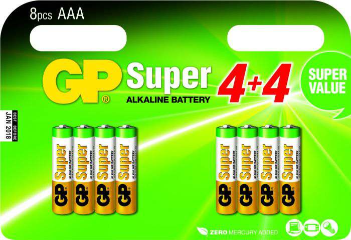 GP Super Alkaline AAA Micro penlite, multipack 8