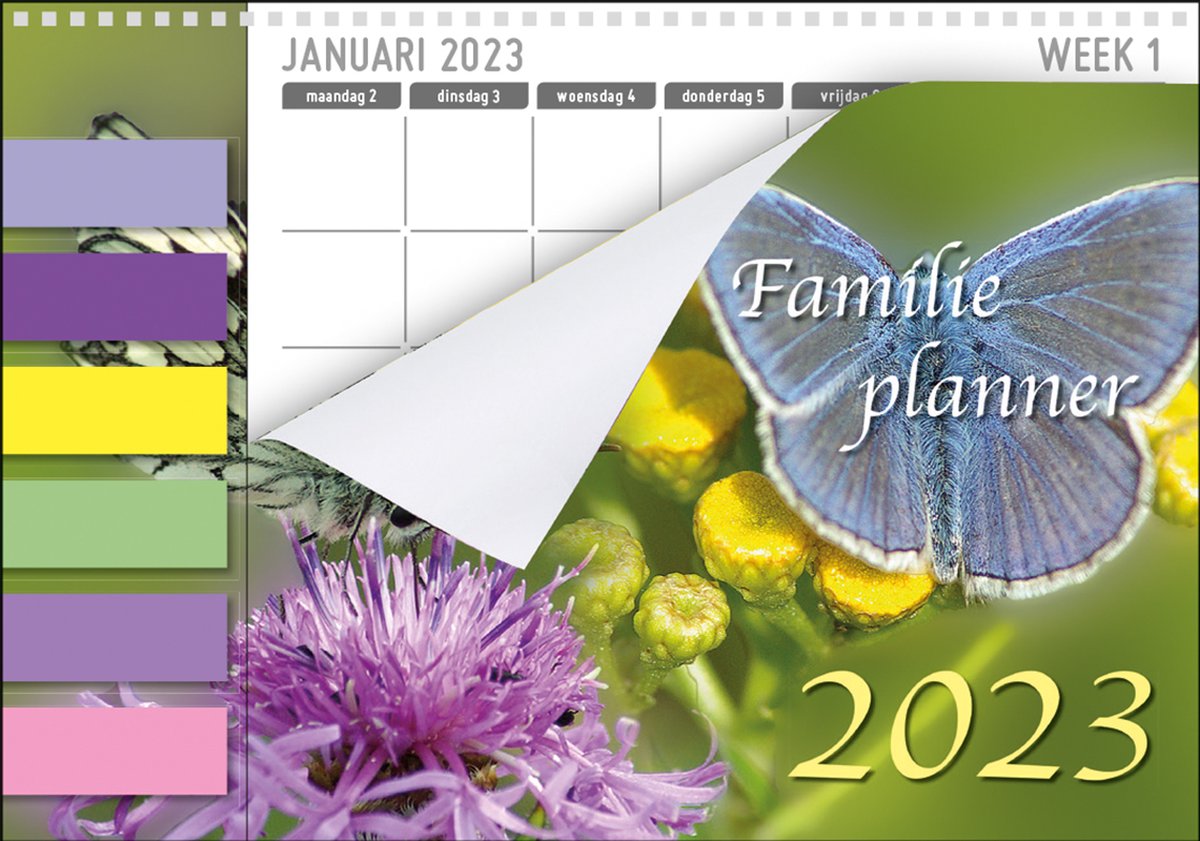 Familieplanner XL 2023 - week begint op Maandag - Vlinder