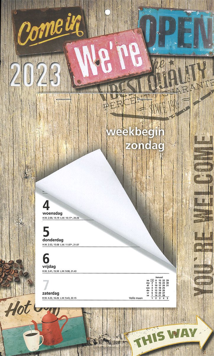 Week Scheurkalender 2023 - week begint op Zondag- Come in...