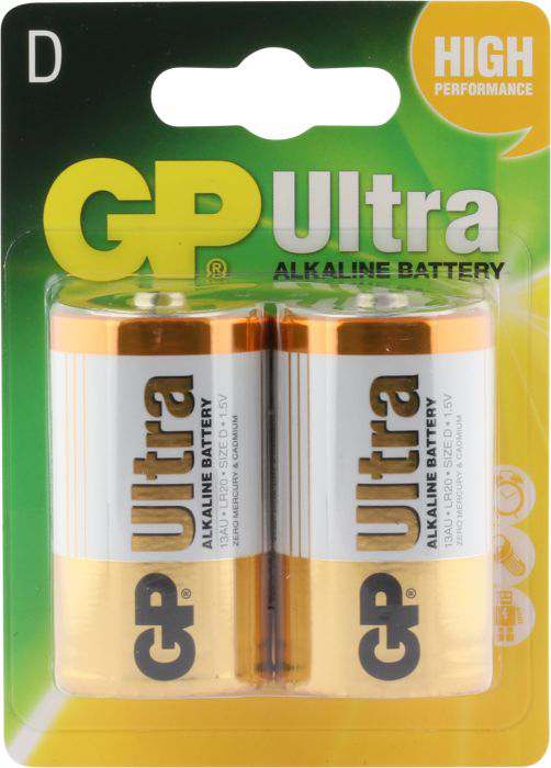 GP Ultra Plus Alkaline D Mono grote staaf, blister 2