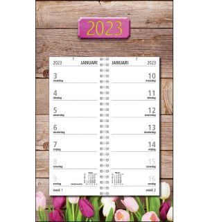 Omleg Weekkalender 2023 - week begint op Maandag - Bloemen Tulpen