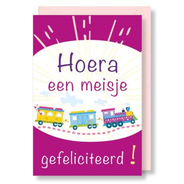6 Wenskaarten met envelop - Hoera een meisje