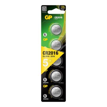 GP Lithium CR2016 Knoopcel Batterijen (5-pack)