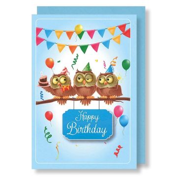 6 Wenskaarten met envelop - Happy Birthday