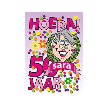 6 Wenskaarten met envelop - 50 Jaar Sara