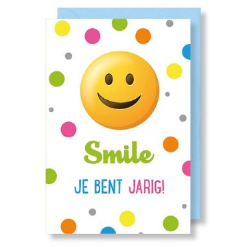 6 Wenskaarten met envelop - Smile je bent jarig!