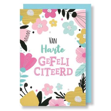 6 Wenskaarten met envelop - Gefeliciteerd