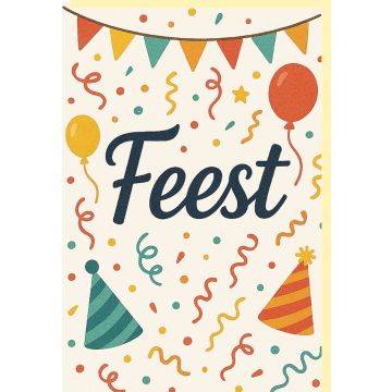 6 Wenskaarten met envelop - Feest