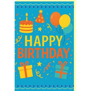 6 Wenskaarten met envelop - Happy Birthday
