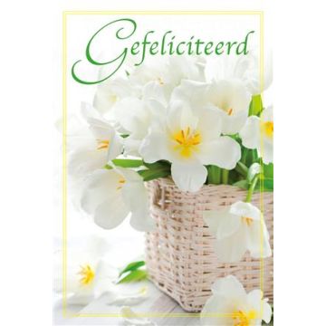 6 Wenskaarten met envelop - Gefeliciteerd Bloemen