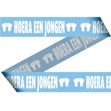 Afzetlint Hoera een Jongen Blauw (geboorte) - 15 meter