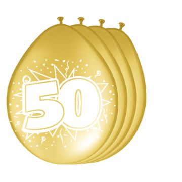 50 Jaar Gouden Ballonnen - 8 stuks