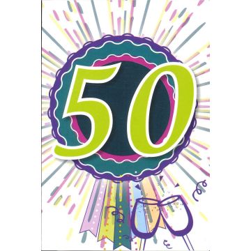 6 Wenskaarten met envelop - Verjaardag 50 jaar