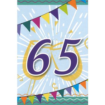 6 Wenskaarten met envelop - 65 jaar