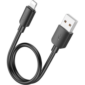 Hoco X96 USB naar Lightning Laadkabel – 12W – 0,25 m – Zwart
