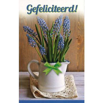 10 Dubbele kaarten met envelop - Gefeliciteerd Bloemen