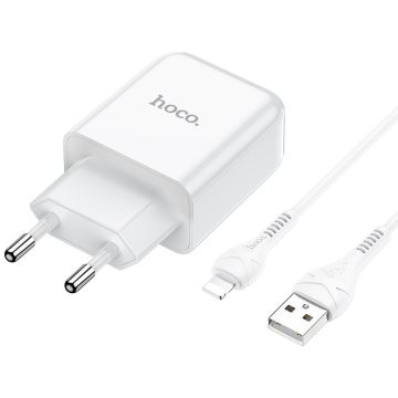 Hoco Vigour Travel Charger Set Lightning - White