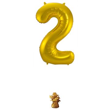 Gouden Folieballon Cijfer 2 - 86 cm