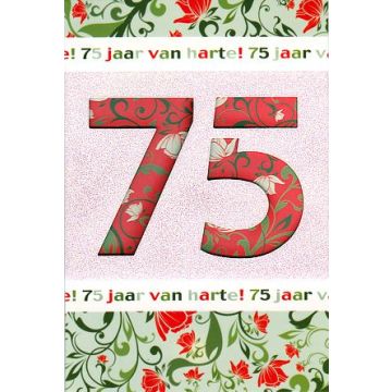 6 Wenskaarten met envelop - Verjaardag 75 jaar