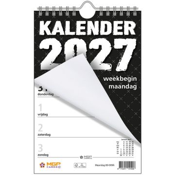 Weekblok met Wire-O-binding 2027 - Week start op Maandag