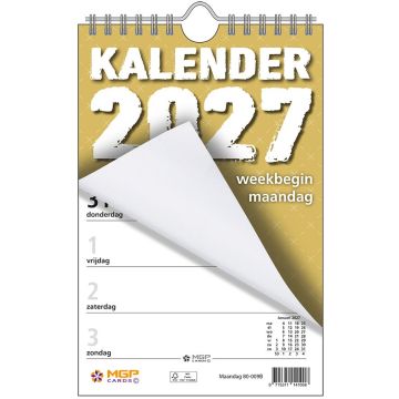 Weekblok met Wire-O-binding 2027 - Week start op Maandag