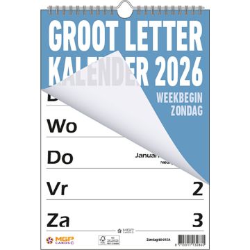 Grootletterkalender 2026 - Zondag
