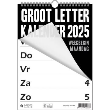 Grootletterkalender 2025 - Maandag