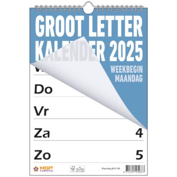 Grootletterkalender 2025 - Maandag