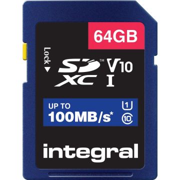 Integral SDXC 64GB V10 UHS-I Geheugenkaart 100 MB/s