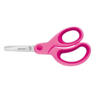 Schaar Westcott Kids 13cm, Softgrip, Ronde Punt Roze