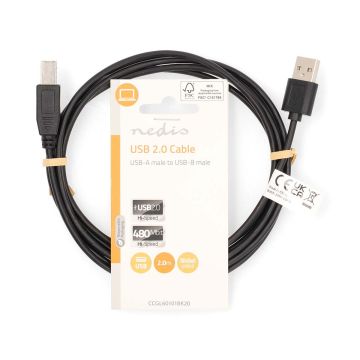 USB 2.0 Printer Kabel A Male - B Male - 2 meter
