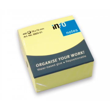 Info Notes 75x75mm Geel (Blok à 400 vel)