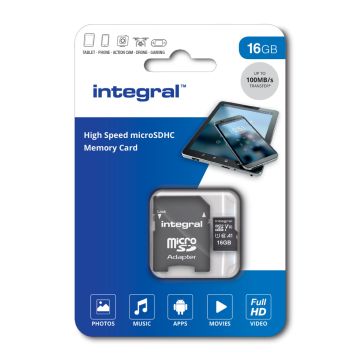 Integral 16GB Micro SDHC V30 100 MB/s - Incl. Adapter