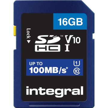 Integral SDHC 16GB V10 UHS-I Geheugenkaart 100 MB/s