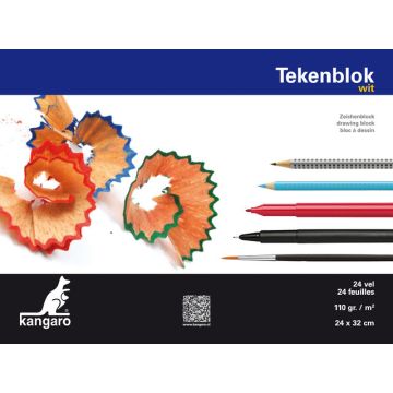 Tekenblok Kangaro A4+ (24 x 32 cm) 110 Gram 24 Vel Wit