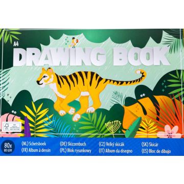 Schetsboek A4 - Jungle dieren - 80 vel