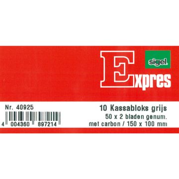 Kassablok Sigel Expres - Grijs Met Carbon - 150x110mm - 2x50 Blad