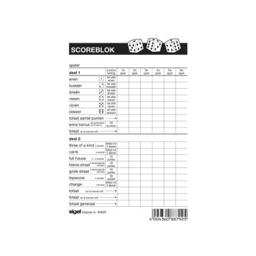 Scoreblok Sigel - Voor Yahtzee - 105x148mm - 100 Vellen