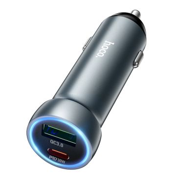 Hoco snellader voor in de auto - 1x USB-A & 1x USB-C poort